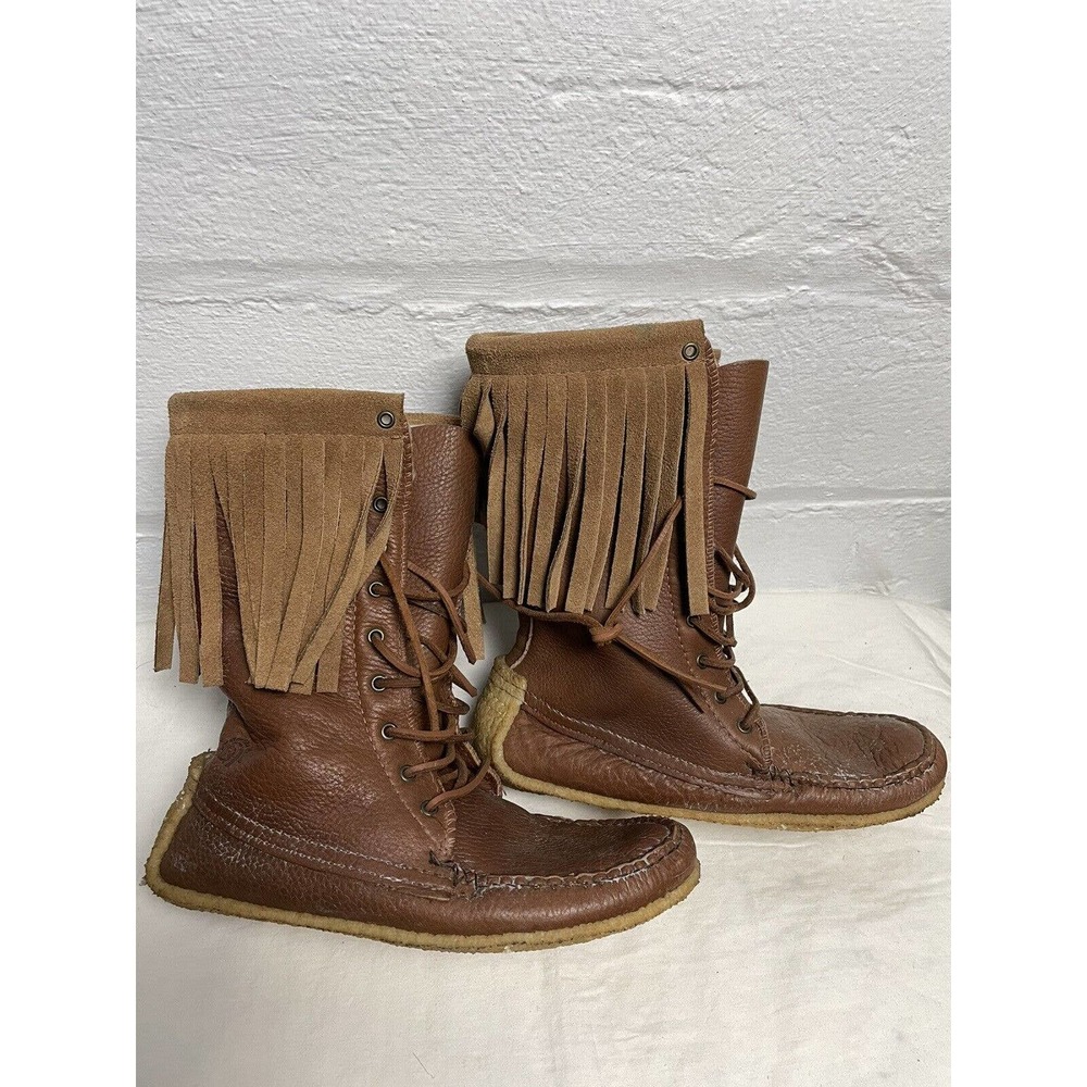 Women's Laurentian Chief leather tan fur lined bohemian Festival